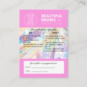 Brow Microblading Aftercare Crystal Holographic Bu Visitenkarte (Vorderseite)