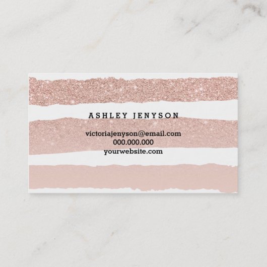 Brow moderne, elegante Typografie Rose Goldstreife Visitenkarte (Rückseite)