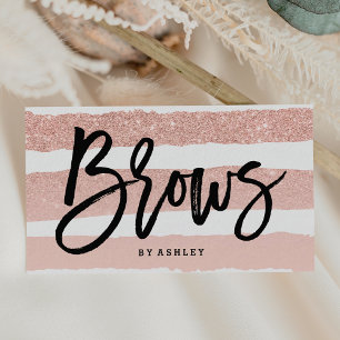 Brow moderne, elegante Typografie Rose Goldstreife Visitenkarte