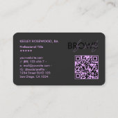 Brow-Stylist Brows Studio Schwarz Lila Visitenkarte (Rückseite)