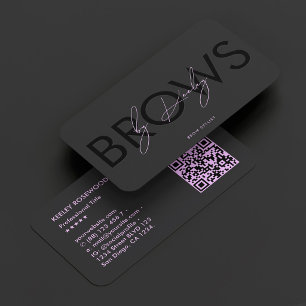 Brow-Stylist Brows Studio Schwarz Lila Visitenkarte