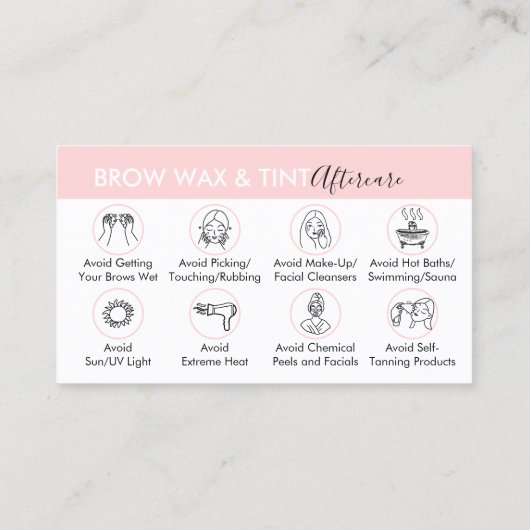 Brow Wax Tint Aftercare Instruktion Visitenkarte (Rückseite)