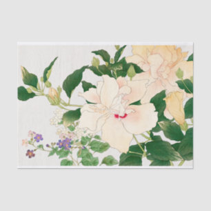 Browallia & Hibiskus Blume - Japanischer Holzblock Seidenpapier