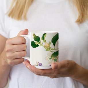 Browallia & Hibiskus Blume - Japanischer Holzblock Tasse