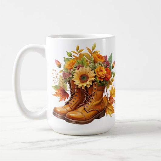 BROWBOOTE MIT HÜBSCHEN FALL AUTUMS-BLUME KAFFEETASSE (Links)