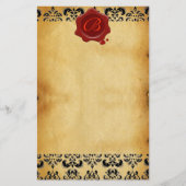 BROWER PARCHDAMASK , ROT-WAX-SIEGEL-MONOGRAMM BRIEFPAPIER (Vorderseite)