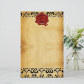 BROWER PARCHDAMASK , ROT-WAX-SIEGEL-MONOGRAMM BRIEFPAPIER (Stehend Vorderseite)