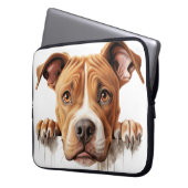 BROWER UND WEISSE PITBULL TERRIER HUND LAPTOPSCHUTZHÜLLE (Vorderseite Links)