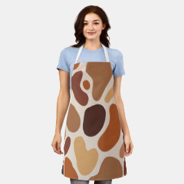 Brown Abstract Organic Shapes Print All-Over Print Schürze