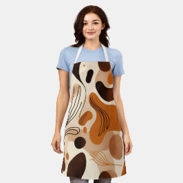 Brown Abstract Organic Shapes Print All-Over Print Schürze