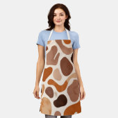 Brown Abstract Organic Shapes Print All-Over Print Schürze (Getragen)