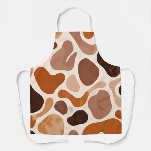 Brown Abstract Organic Shapes Print All-Over Print Schürze (Vorderseite)