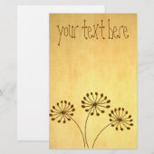 Brown Abstrakt Dandelion Floral Briefpapier (Vorne/Hinten)