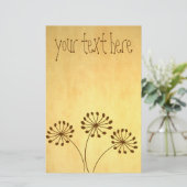 Brown Abstrakt Dandelion Floral Briefpapier (Stehend Vorderseite)