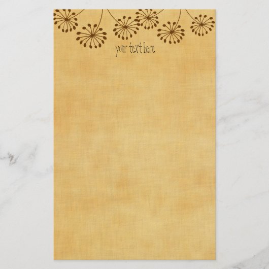 Brown Abstrakt Dandelion Floral Briefpapier (Vorderseite)