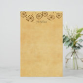 Brown Abstrakt Dandelion Floral Briefpapier (Stehend Vorderseite)