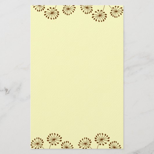 Brown Abstrakt Dandelion Floral Briefpapier (Vorderseite)