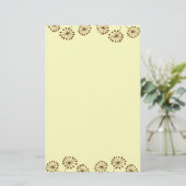 Brown Abstrakt Dandelion Floral Briefpapier (Stehend Vorderseite)