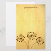 Brown Abstrakt Dandelion Floral Briefpapier (Vorne/Hinten)