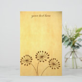 Brown Abstrakt Dandelion Floral Briefpapier (Stehend Vorderseite)