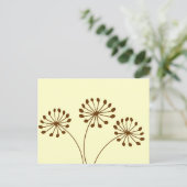 Brown Abstrakt Dandelion Floral Postkarte (Stehend Vorderseite)