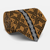 Brown African Bogolan Cultura Rich Neck Tie Krawatte (Gerollt)