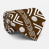 Brown African Bogolan Cultura Rich Neck Tie Krawatte (Gerollt)