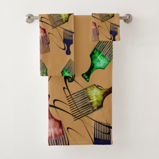 Brown Afro comb Badhandtuch Set (Insitu)