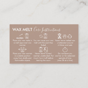 Brown Aftercare Instructions for Wax Melt Visitenkarte