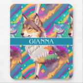 Brown Alaska Wolf Wasserfarbe Personalisiert Mousepad (Vorne)