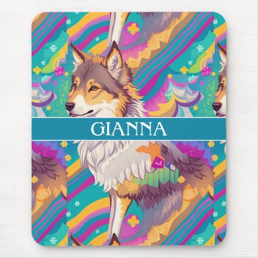 Brown Alaska Wolf Wasserfarbe Personalisiert Mousepad (Vorne)