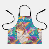 Brown Alaska Wolf Wasserfarbe Personalisiert Schürze (Vorderseite)