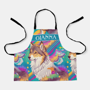 Brown Alaska Wolf Wasserfarbe Personalisiert Schürze