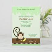 Brown Albern Monkey Jungle Boy Baby Dusche 12x18 Einladung (Stehend Vorderseite)