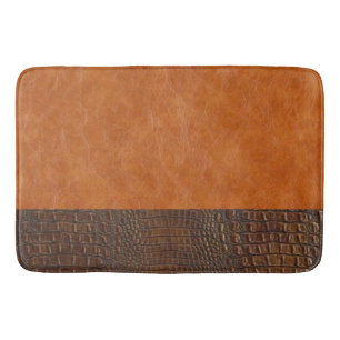 Brown Alligator Hide and Carmel Vintag Leather Badematte