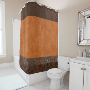 Brown Alligator Hide and Carmel Vintag Leather Duschvorhang