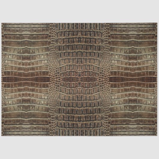 Brown Alligator Leather Anomal Print Seidenpapier (Vorderseite)
