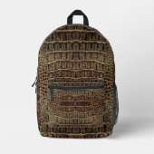 Brown Alligator Leather Bedruckter Rucksack (Vorderseite)