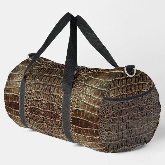 Brown Alligator Leather Duffle Bag (Rechte Ecke)