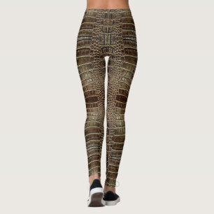 Brown Alligator Leather Leggings