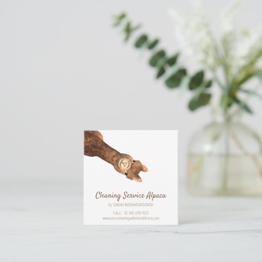 Brown Alpaca Quadratische Visitenkarte (Stehend Vorderseite)