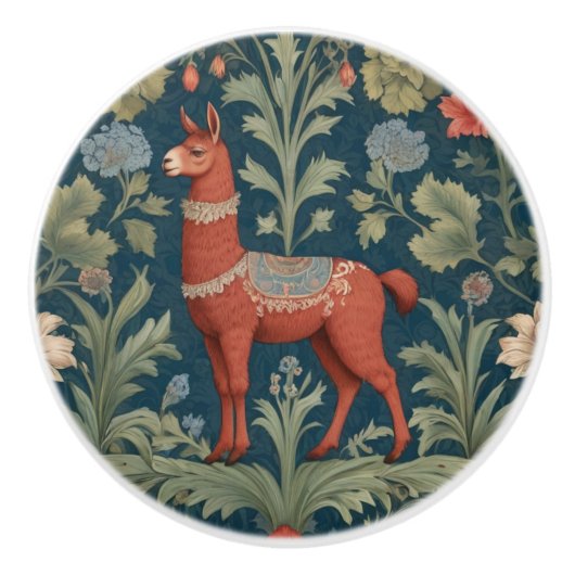 Brown Alpaca William Morris Stil Links Facing Keramikknauf (Vorderseite)
