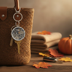 Brown American Alligator Skin Leather Print Schlüsselanhänger