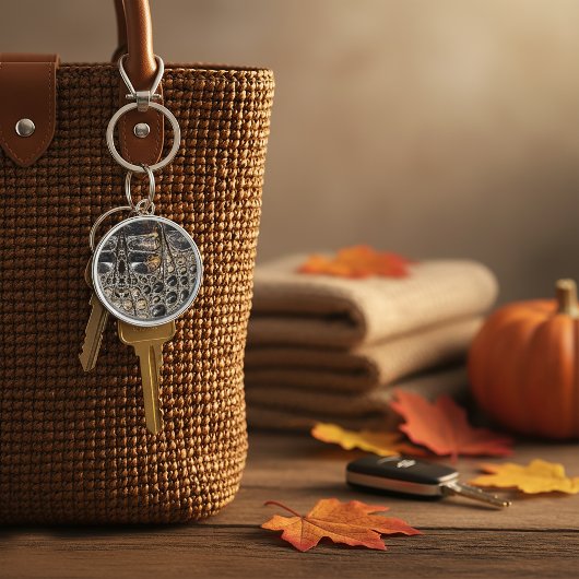 Brown American Alligator Skin Leather Print Schlüsselanhänger