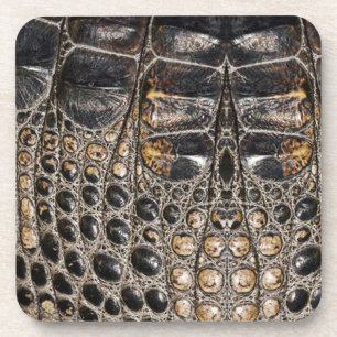Brown American Alligator Skin Leather Print Untersetzer