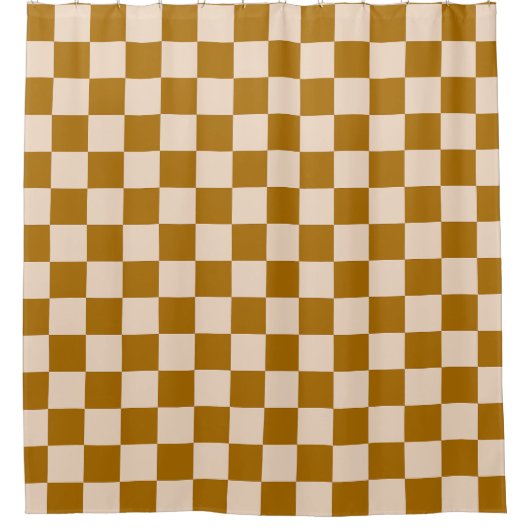 Brown and beige checkerboard pattern duschvorhang (Vorderseite)