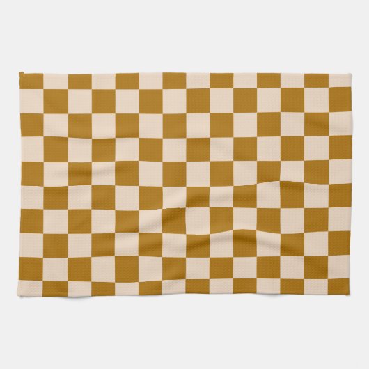 Brown and beige checkerboard pattern geschirrtuch (Horizontal)