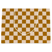 Brown and beige checkerboard pattern große geschenktüte (Vorderseite)