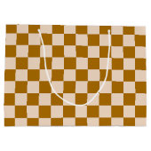 Brown and beige checkerboard pattern große geschenktüte (Rückseite)
