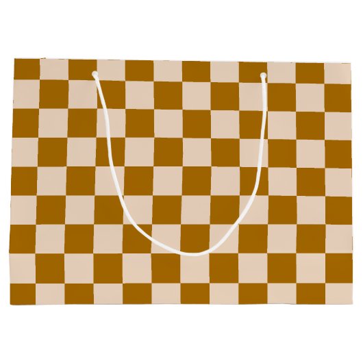 Brown and beige checkerboard pattern große geschenktüte (Rückseite)